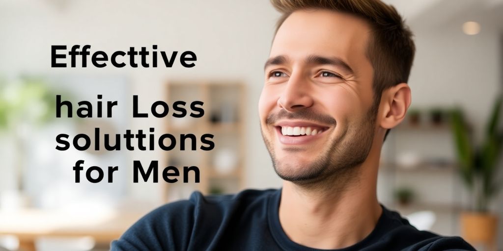 Confident man with full hair smiling in modern setting.
