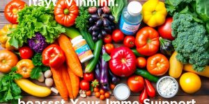 Colorful fruits and vegetables for immune support health.