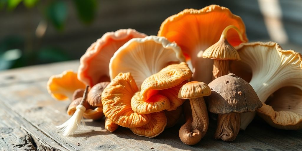 Assorted mushrooms, healthy vibrant colors