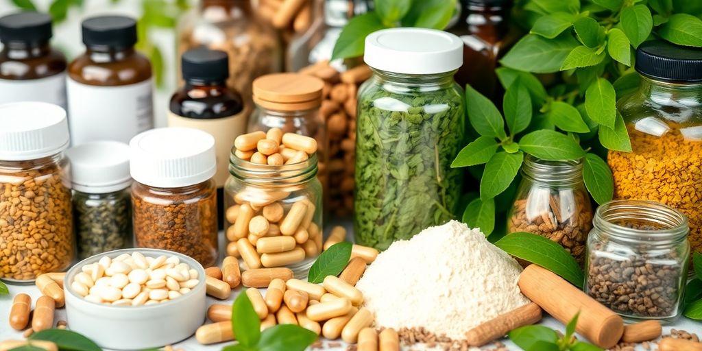 Herbal supplements for immune system support on a table.
