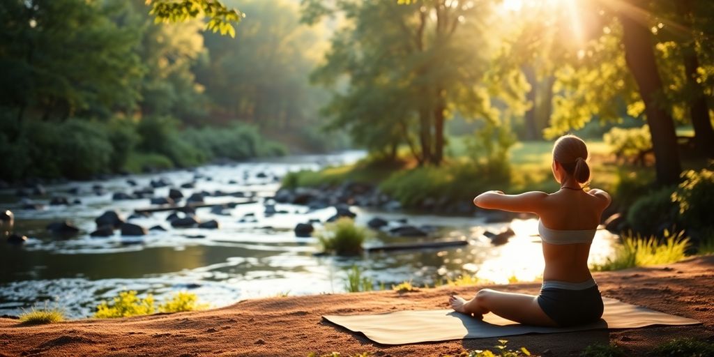 Person meditating in nature for spine health relief.