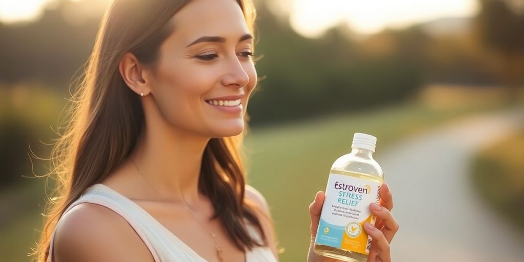 Woman finding balance with Estroven Stress Relief.