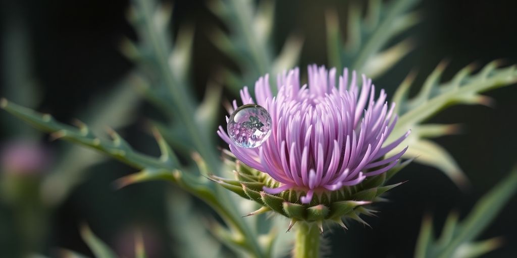 Milk thistle plant with balanced hormonal symbols.