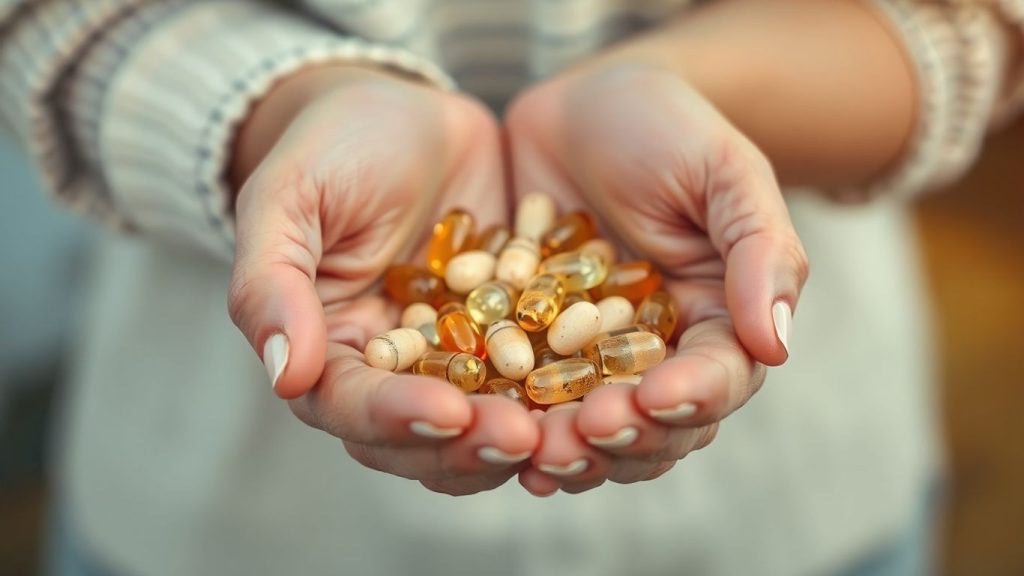 Homeopathic pellets held in hands for arthritis treatment.