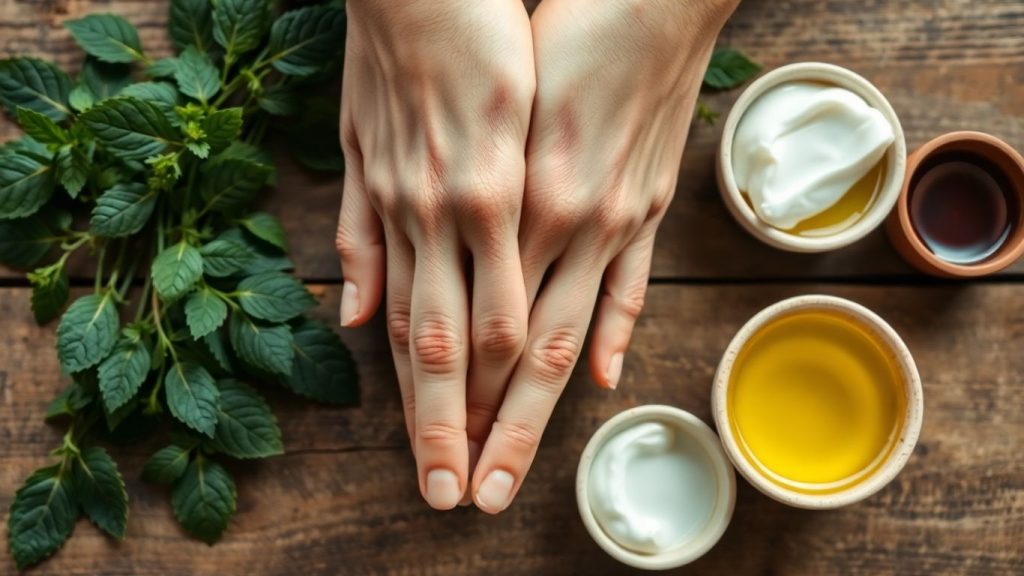 Hands with finger osteoarthritis and natural remedies.